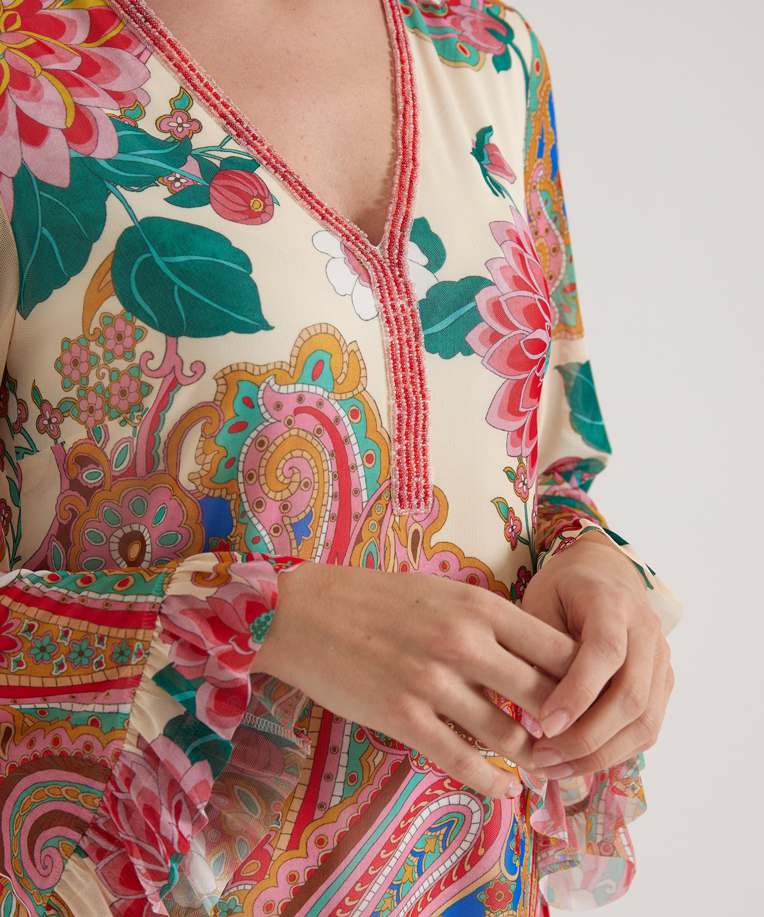 laag Haarvaten Omleiding Ana Alcazar mesh jurk paisley flower print | BeOne