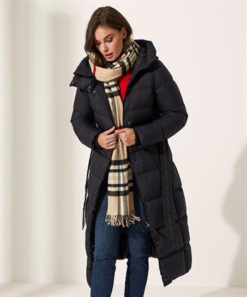 Beaumont lange puffer donsjas ceintuur Shyla