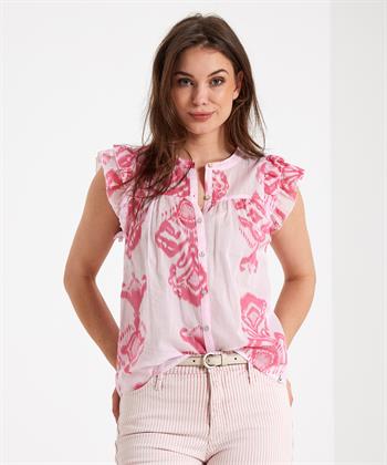 Beaumont mouwloze blouse ikatprint