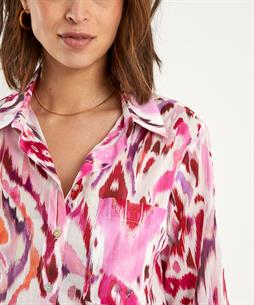 BeOne cotton voile blouse ikat multicolor