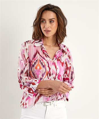 BeOne cotton voile blouse ikat multicolor