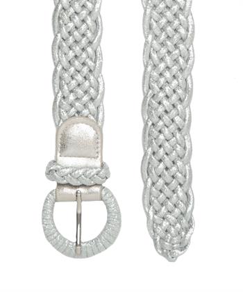BeOne elastische gevlochten riem metallic