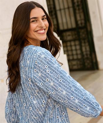 Brax blouse broderie strepen Velia