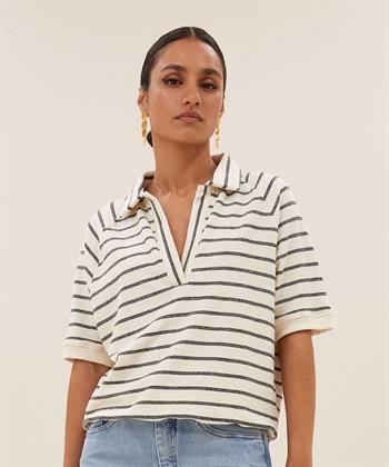 By-Bar badstof polo sweater strepen Harper