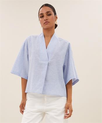 By-Bar linnenmix blouse pinstripe Owen