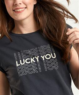 By-Bar shirt met letterprint Thelma Lucky You