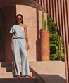 By-Bar wide leg seersucker broek strepen Randy