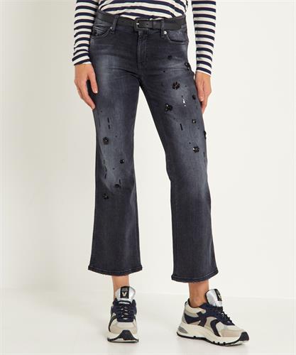 Cambio cropped flared jeans strass Francesca
