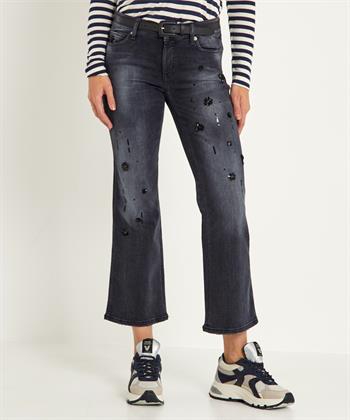 Cambio cropped flared jeans strass Francesca