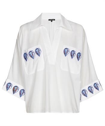 Caroline Biss blouse geborduurd blad