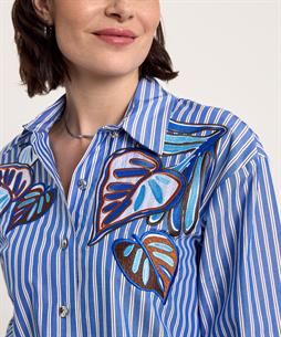 Caroline Biss blouse jurk strepen blad
