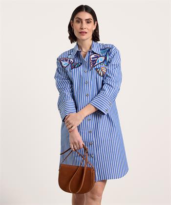 Caroline Biss blouse jurk strepen blad