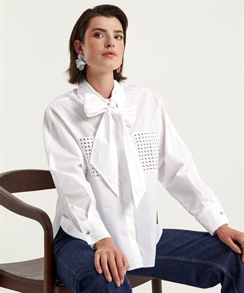 Caroline Biss blouse met strik en studs