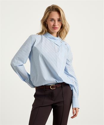 Caroline Biss blouse strepen asymmetrische kraag