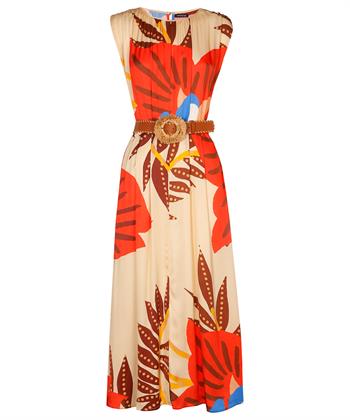 Caroline Biss jurk tropische print ceintuur