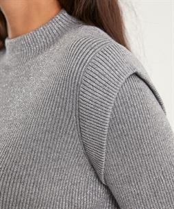 Caroline Biss lurex trui met schouderdetail