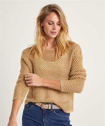 Caroline Biss opengewerkte trui lurex pailletten