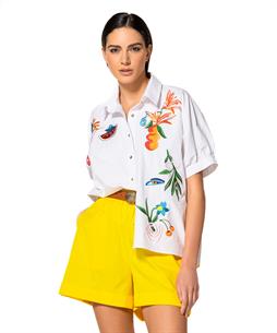 Caroline Biss oversized blouse tropisch borduursel