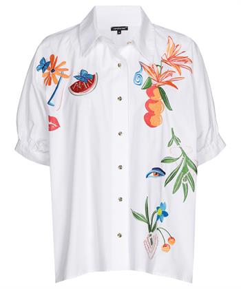 Caroline Biss oversized blouse tropisch borduursel
