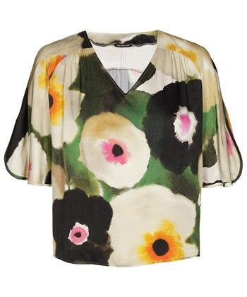 Caroline Biss silky blouse fancy flower