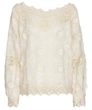 Caroline Biss wijde hals blouse kant