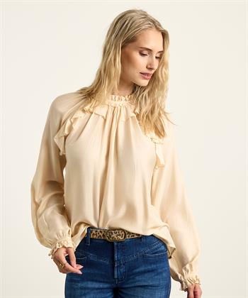 Caroline Biss zijdemix blouse ruches