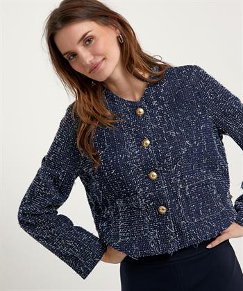 Fabienne Chapot denim jasje tweed look Davis