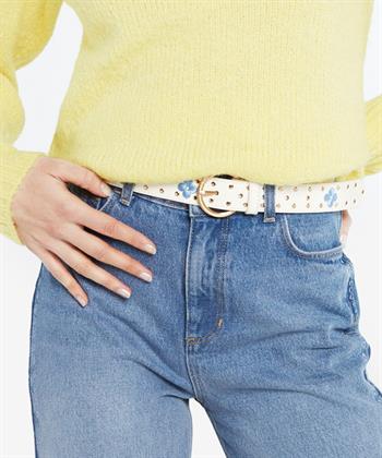 Fabienne Chapot leren riem studs bloemen Treboli
