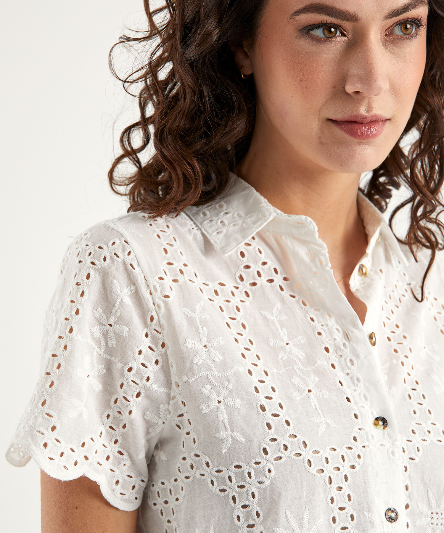 Broderie blouse korte mouw hotsell