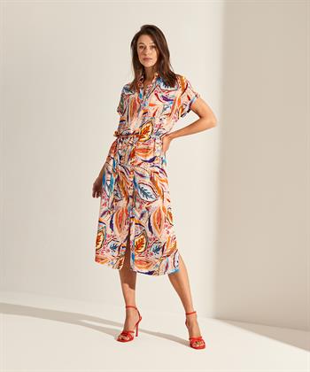 Giulia e Tu doorknoopjurk multicolor bladprint