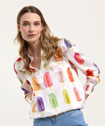 Herzen's Angelegenheit zijde blouse ijsjes print