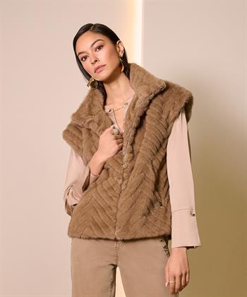 Joseph Ribkoff gilet fun fur zigzag patroon
