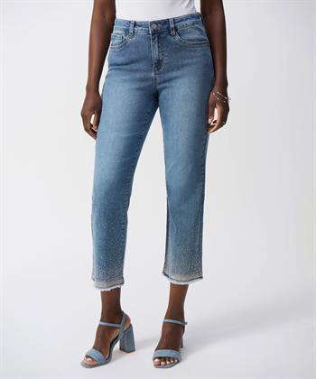 Joseph Ribkoff straight jeans strass cropped