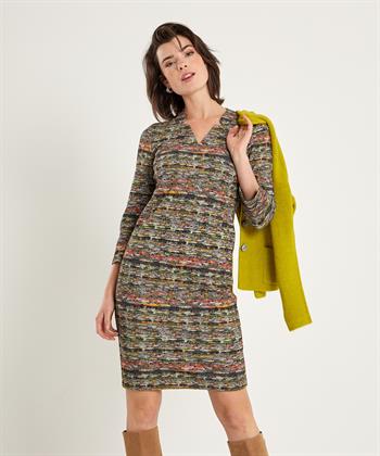 KYRA jurk V-hals bouclé print Beau