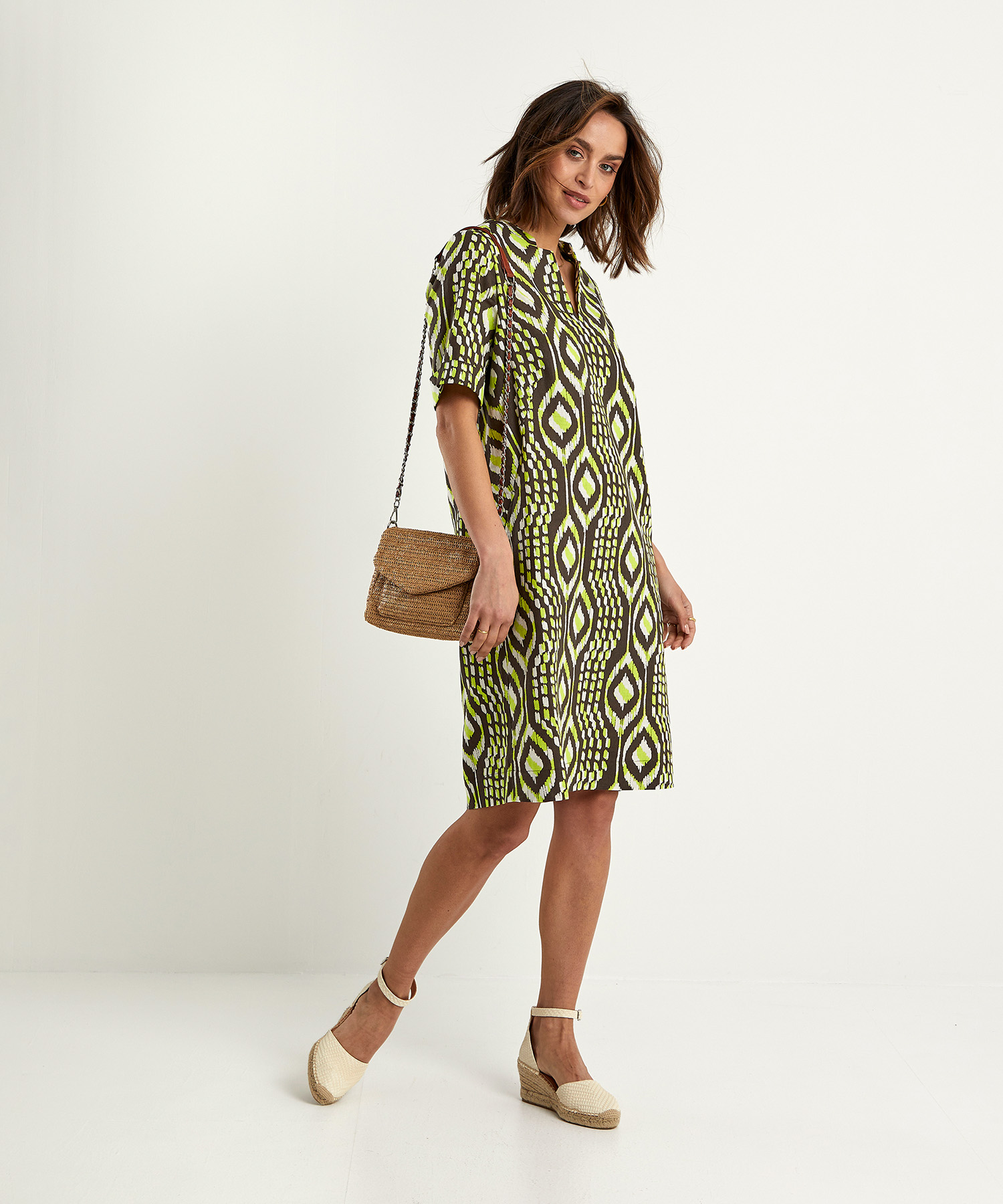 KYRA linnenmix jurk ikatprint Melissa BeOne