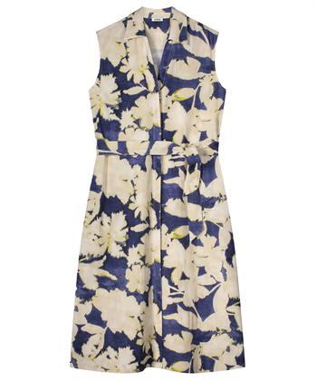 KYRA linnenmix lange jurk bloemen Kaira