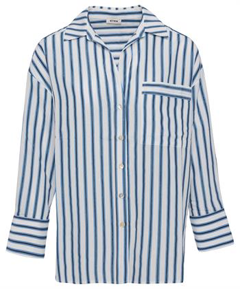 KYRA oversized blouse lurex strepen Poppie