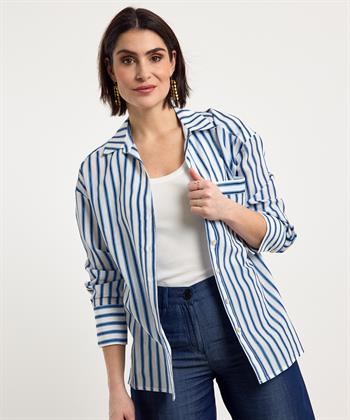 KYRA oversized blouse lurex strepen Poppie