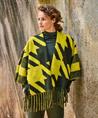 KYRA poncho jacquard pied de poule Forest Night
