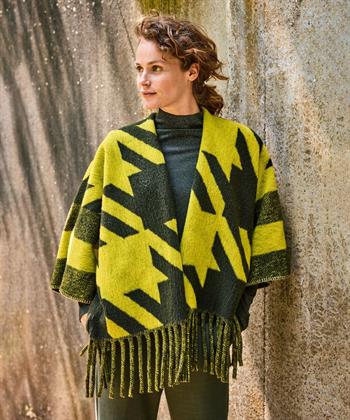 KYRA poncho jacquard pied de poule Forest Night