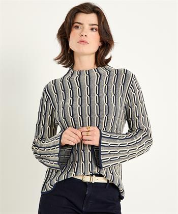 KYRA two-tone kabel trui Blair