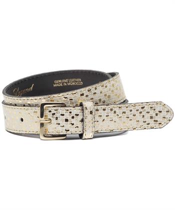 Legend metallic leren riem vierkante gesp