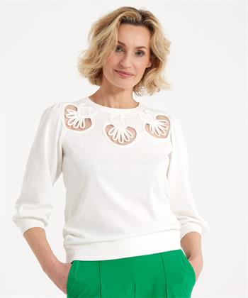 Leo & Ugo sweater borduur mesh flower