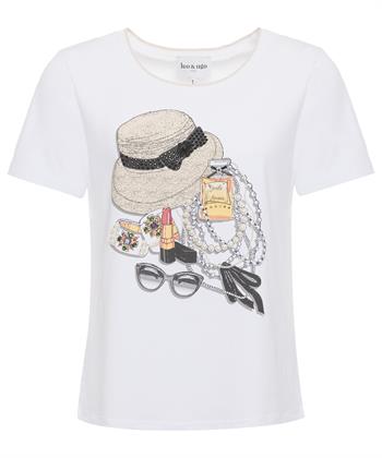 Leo & Ugo T-shirt fashionprint met pareltjes