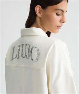 Liu Jo oversized denim blouse strass logo