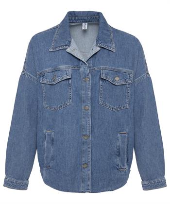 Liu Jo oversized denim blouse strass logo
