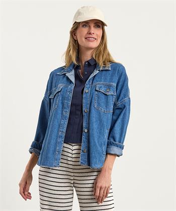 Liu Jo oversized denim blouse strass logo