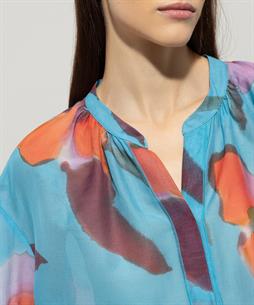 Luisa Cerano cotton voile blouse hibiscus bloem