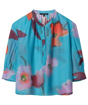Luisa Cerano cotton voile blouse hibiscus bloem