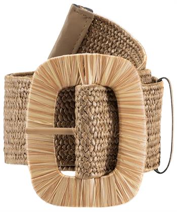 Luisa Cerano elastische raffia riem gesp